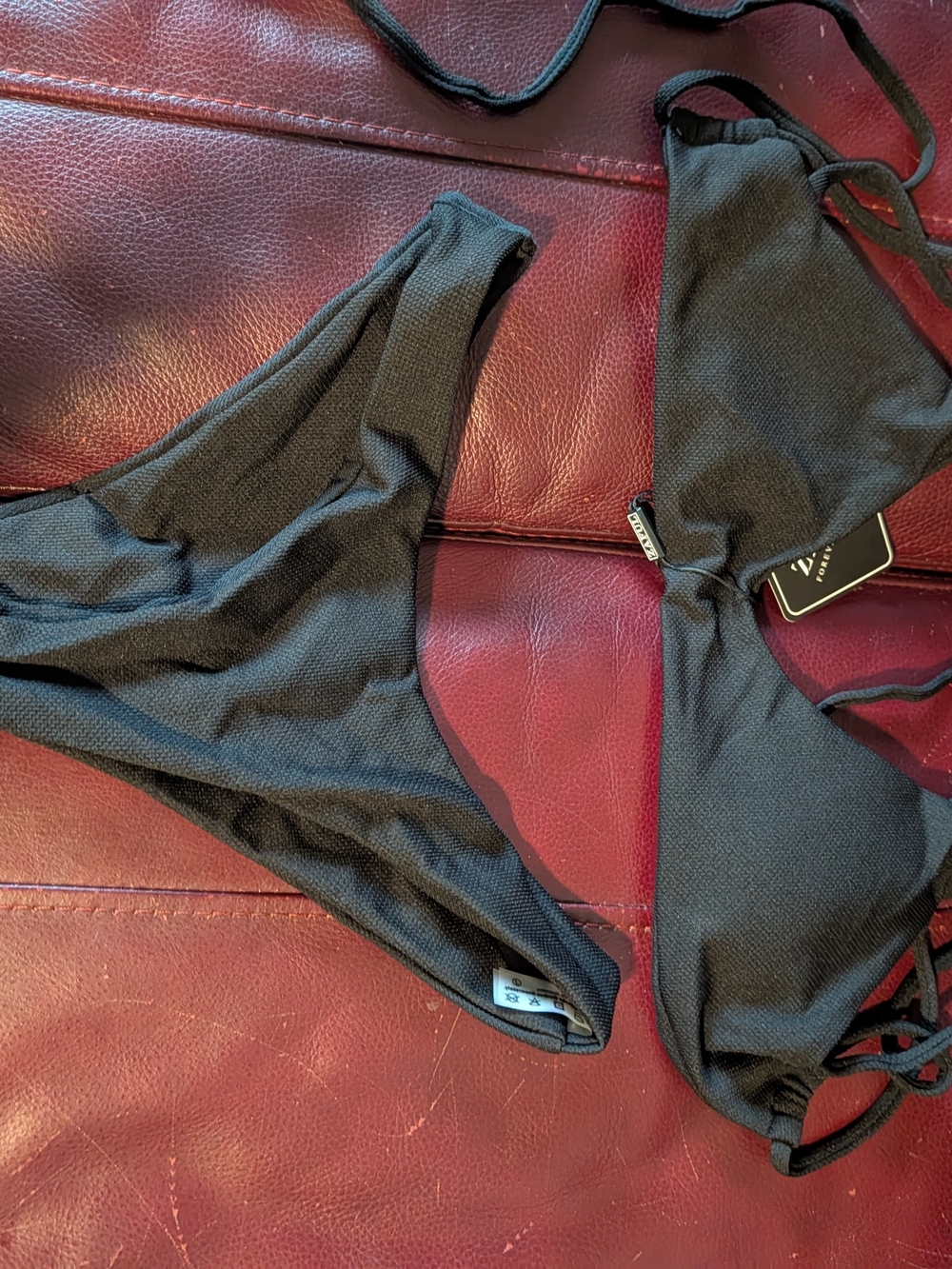 Black Textured Two-Piece Bikini Set